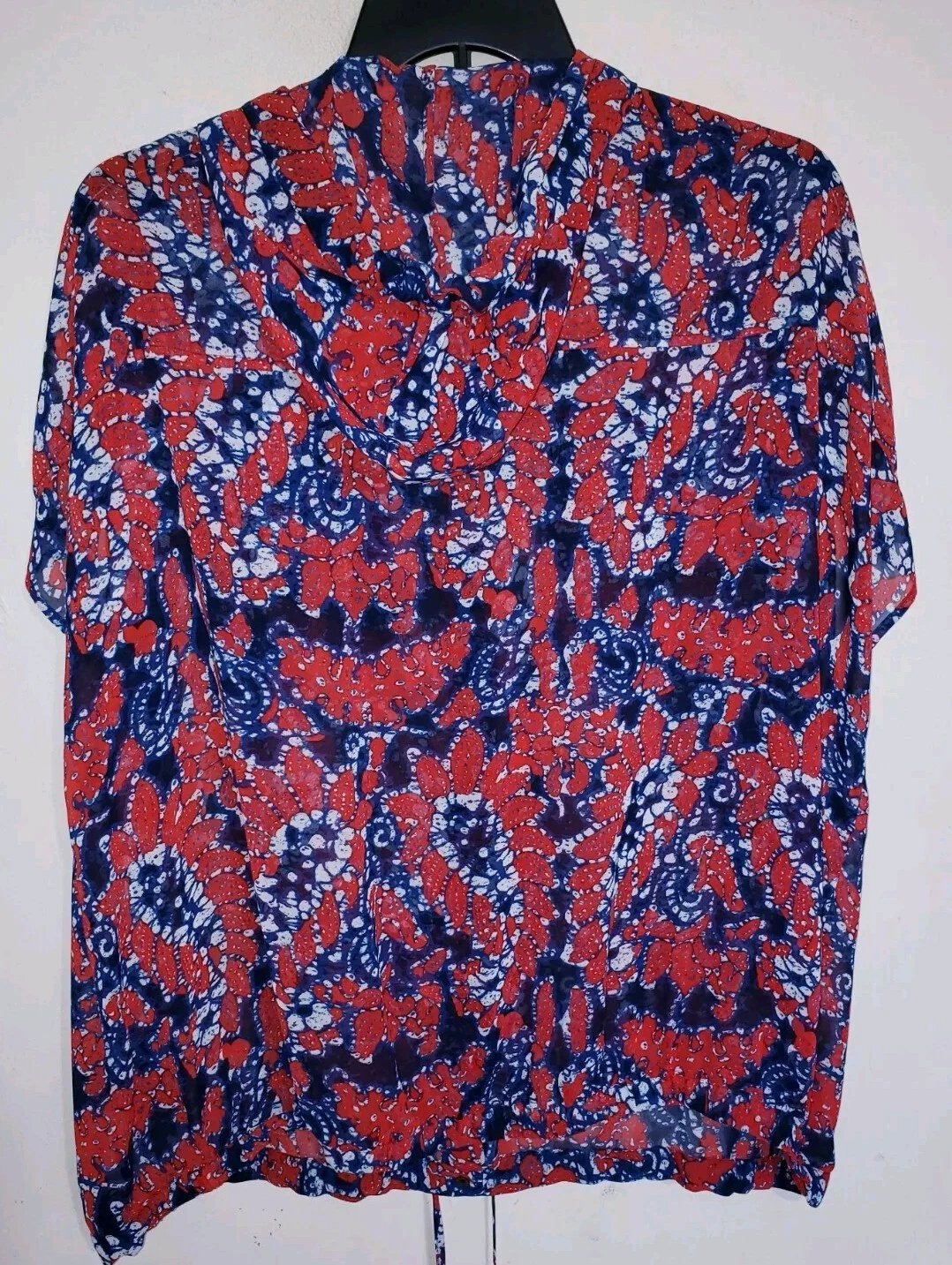 Camicia da donna Michael Kors MK rossa blu camicetta con cappuccio taglia plus 2X