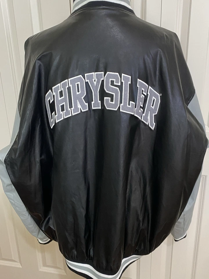 Retro CHRYSLER Jacket Mens XXL Faux Leather/Wool Varsity Letterman Bomber - Image 2 of 4