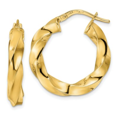 Echte gedrehte Creolen 14kt Gelbgold poliert