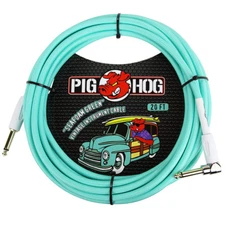Pig hog PCH20SGR 20-Ft 1/4 Right-Angle to 1/4 Straight - Seafoam Green, New!