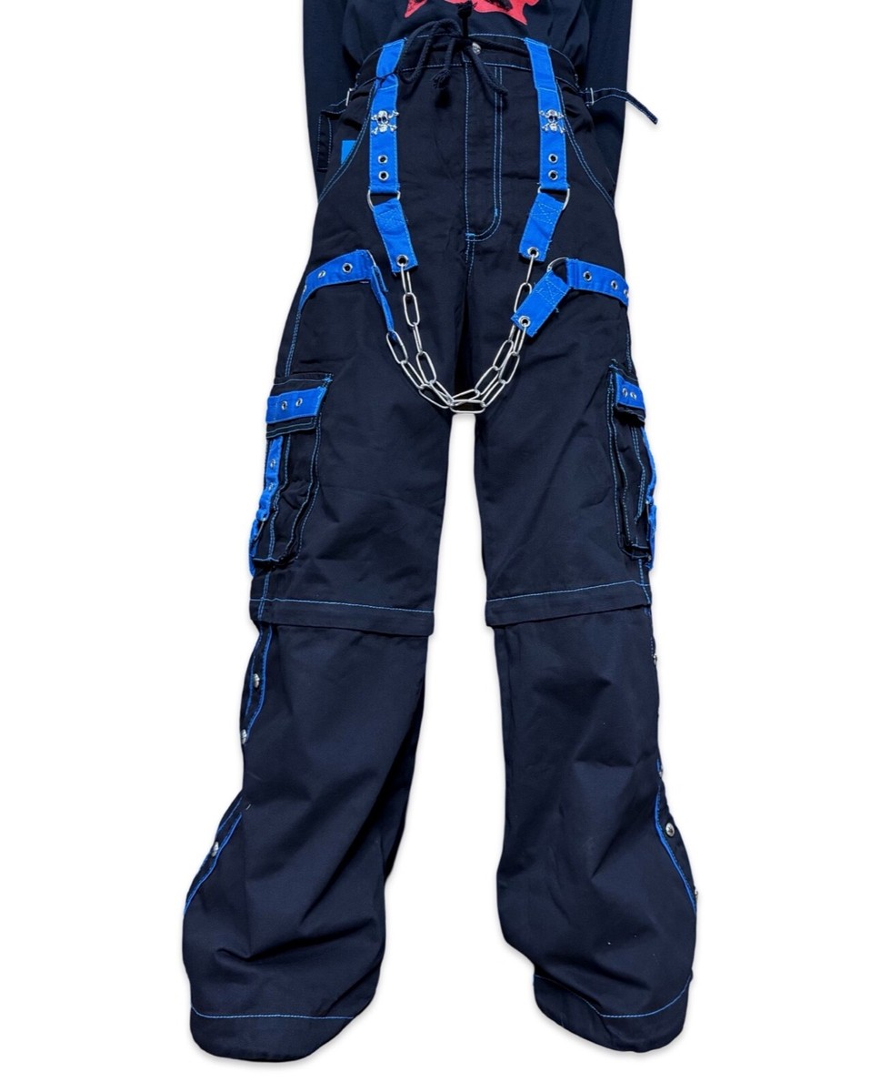 Tripp NYC Goth Skate Grunge Straps Baggy Bondage y2k Blue Pants