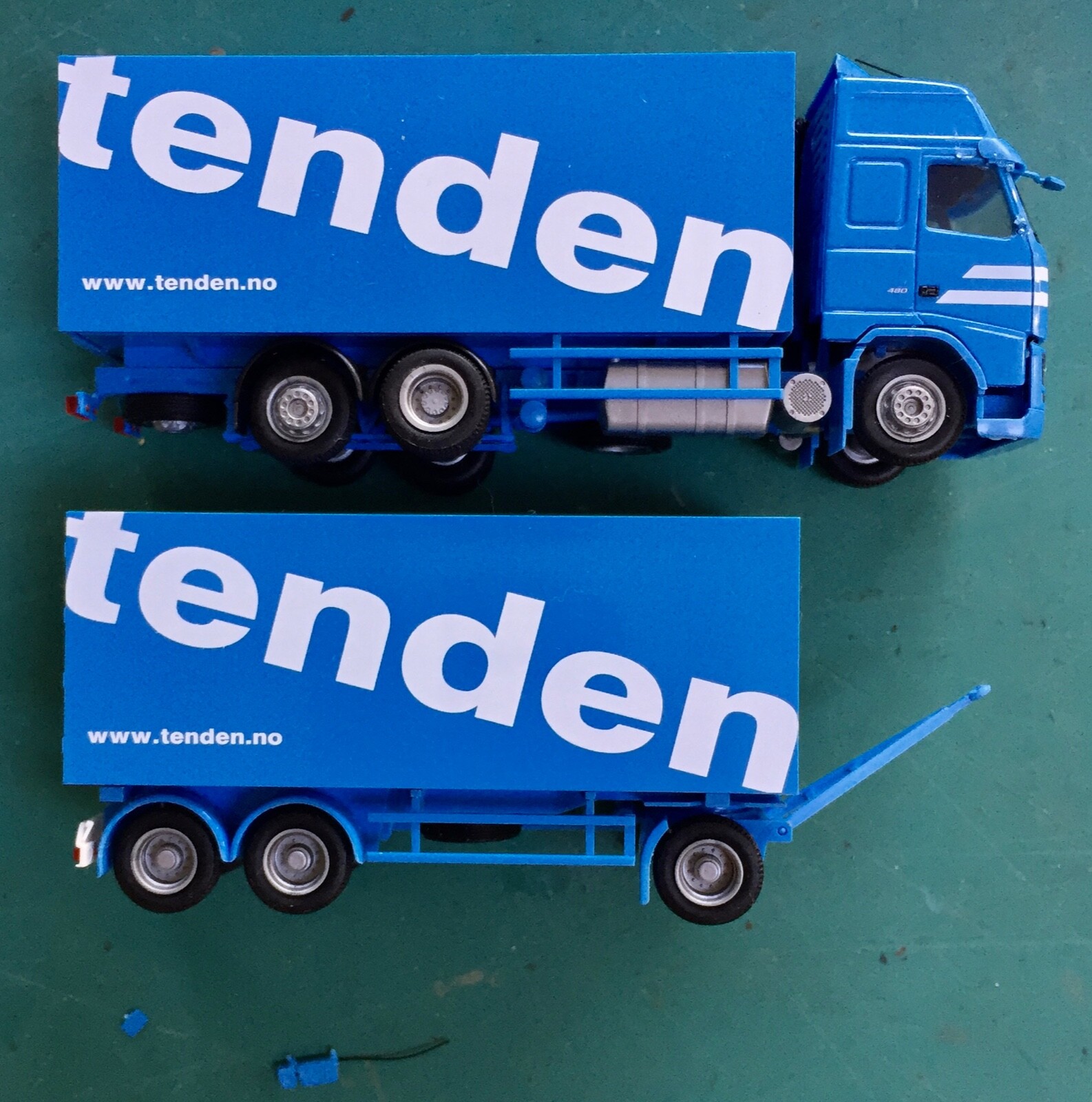 Camion semi-remorque bleu H0 Rietzeautomodelle marchandises neuf boite