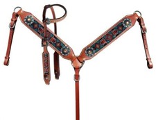 Leather Western Tack Set With Headstall ,Breast Collar and Reins.