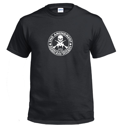 Second Amendment 1789 Skull Pro Gun Conservative Blue Line Cotton Black T-Shirt