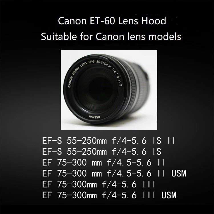 58mm Lens Hood For Canon Lens Hood Lens Hood Camera Hood For Canon EF 55-250mm - Image 2 of 4