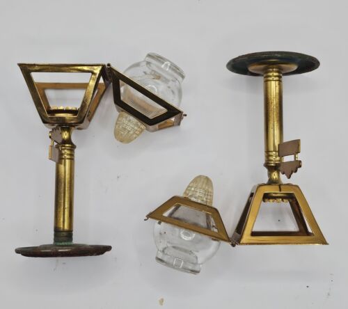 Vintage Irice Brass Enamel Street Lamp Salt and Pepper Shakers Set 5.5 inches - 第 4/4 張圖片