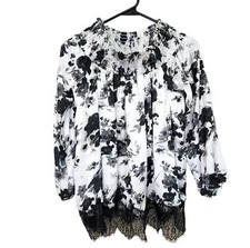 Ethereal by Paper Crane Black and White Blouse Size Small