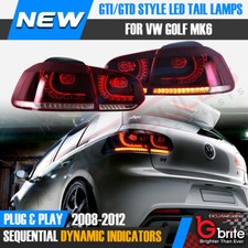 VW GOLF MK6 LED R-DESIGN SEQUENTIAL SWIPE Tail Lights Lamps Set Pair RHD