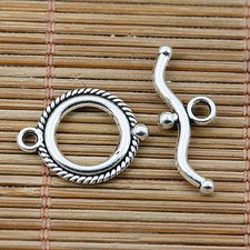 12sets Tibetan silver plated round toggle clasps EF2054