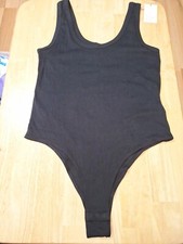 A. New Day Double Scoop Tank Bodysuit Women's Size Large Black, New