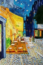 "Café"  24x36 100%Hand Painted Oil Painting on Canvas,Reproduction of Van Gogh
