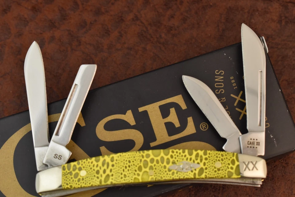 CASE XX USA SMOOTH YELLOW LIZARD SKIN BONE CONGRESS KNIFE 2023 6468 SS NICE - Image 3 of 4