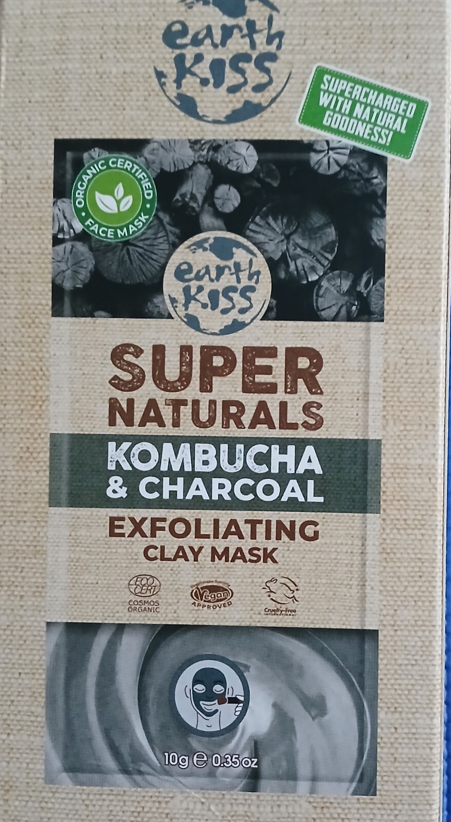 Earth Kiss Supernaturals Kombucha & Charcoal Exfoliating Clay Mask .