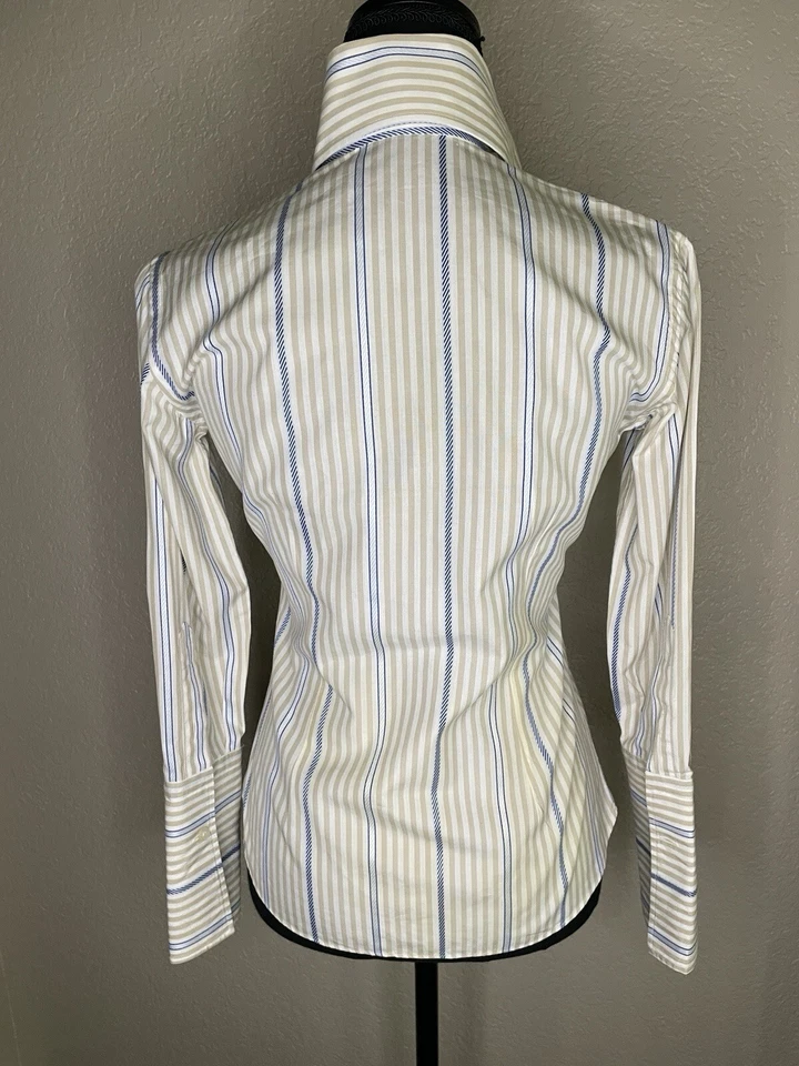 Domenico Vacca Women Striped Long Sleeve Button-Down Shirt 38 eur Hand Sewn - Image 4 of 4