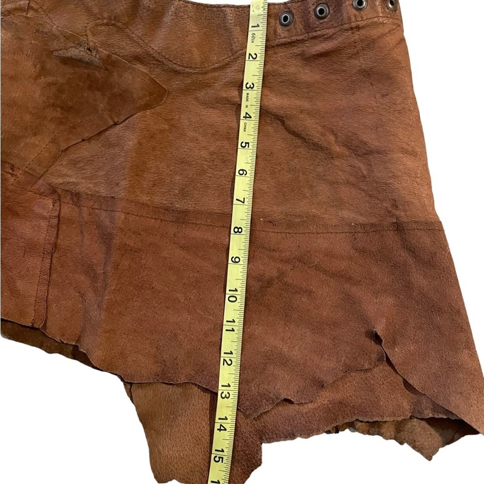 Handmade Brown Leather Patchwork Mini Skirt One S… - image 11