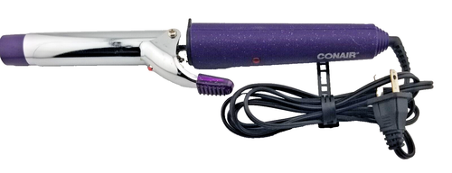 Conair Hair Curling Iron 1 Inch Chrome Barrel Purple Handle 1 Heat Setting WORKS - Picture 2 of 5