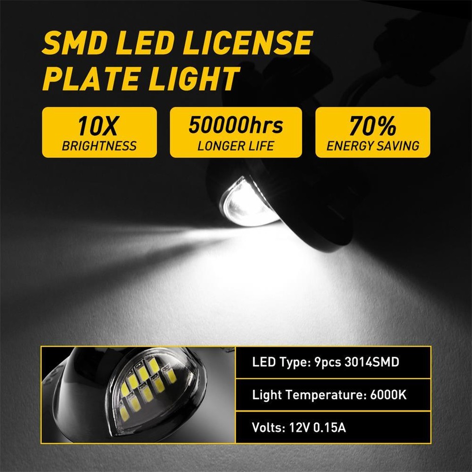 2X LED LICENSE PLATE LIGHT REAR BUMPER TAG ASSEMBLY LAMP FOR FORD F150 F250 F350