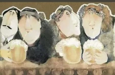 Wallpaper Border Beer Drinkers Cutout Man Cave Bar BV2554B New 5 Yards York USA