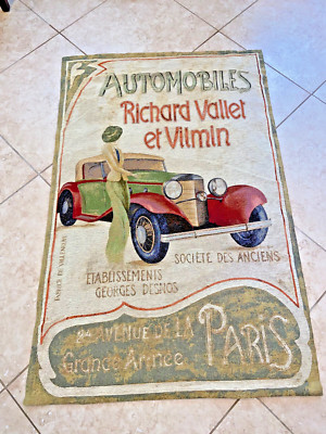 VINTAGE FABRICE de VILLENEUVE SALON/ART IN MOTION AUTOMOBILE CLUB BANNER 52'' USA