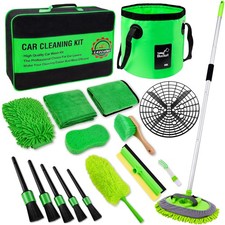 17Pcs Car Wash Kit,62" Car Wash Brush Mop with Long Handle,Car Cleaning Kit,C...