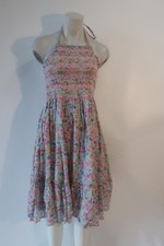 Womens LoveShackFancy Ottawa Pink Multi (Item-4) Floral Smocked Halter Dress XS
