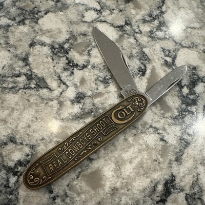 Real Cowboys Shoot COLT 1873 Peacemaker 45 Caliber Folding Pocket 2 Blade Knife