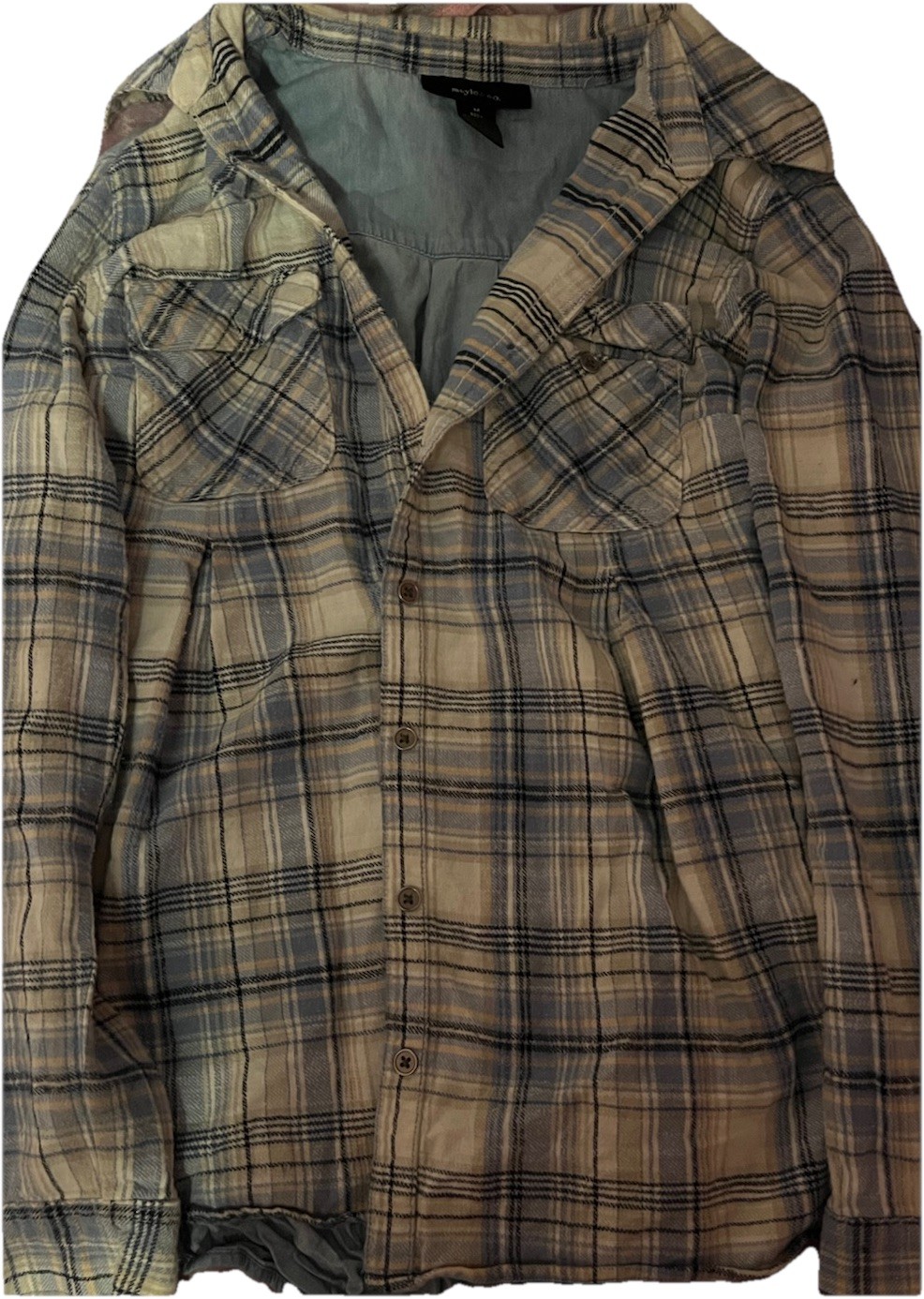 Flannel Button Down (Light Blue/white) - image 1