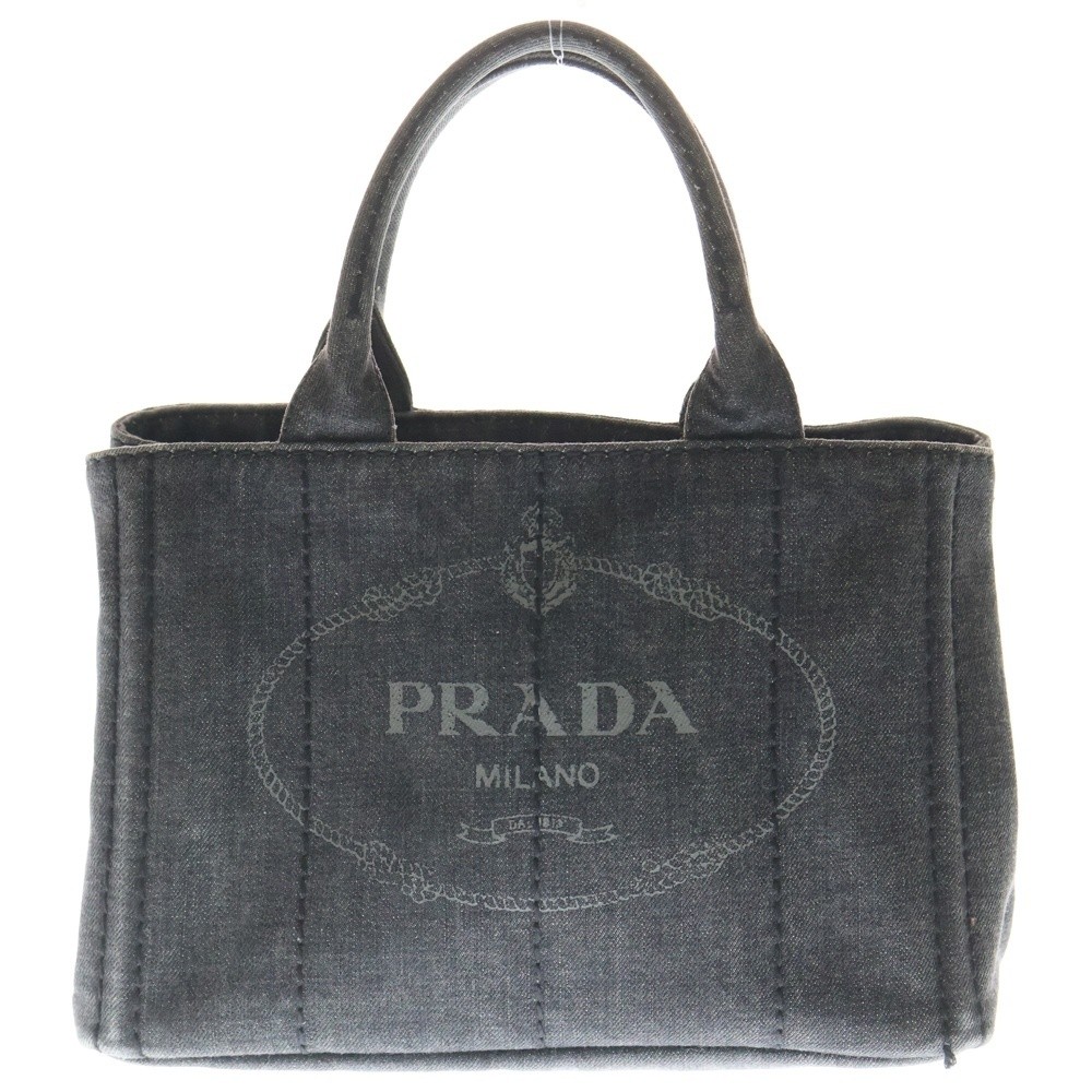 PRADA CANAPA 2WAY Bag Handbag Shoulder Bag Gray Canvas Gold Hardware from japan