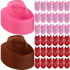 72 Pcs Western Cowboy Hat and Paisley Bandana Set for Kids Felt Cowboy Party