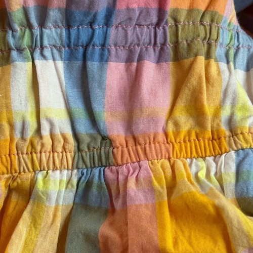 Cottage-Core, Pastell Regenbogen Gingham Stufen Schulter Bindeband Midikleid Gr. M Neu mit Etikett - Bild 9 von 13