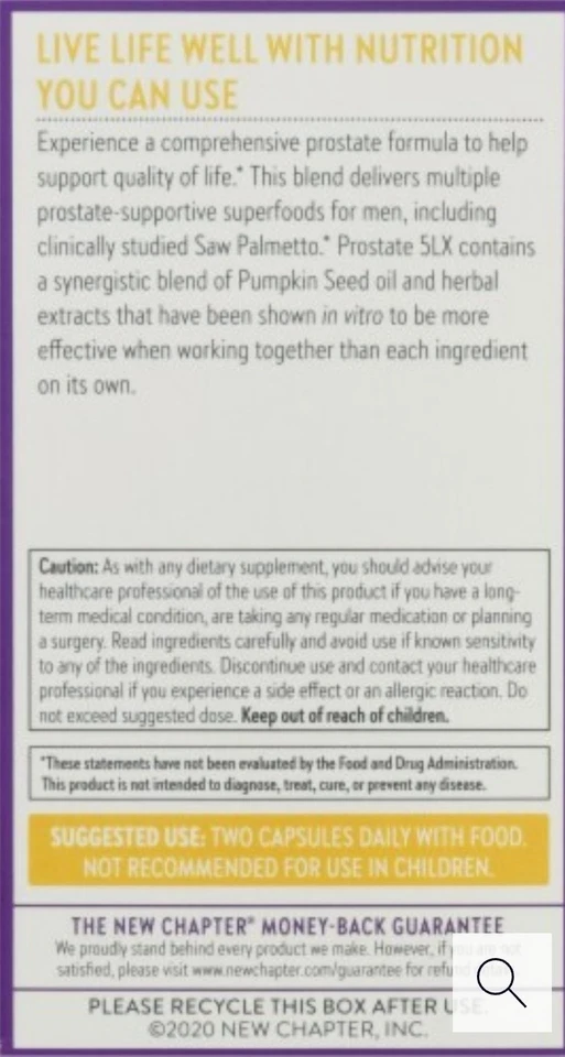 New Chapter Prostate Prostate 5LX Saw Palmetto Blend Vegetarian Supplement - 60  - Image 3 of 4