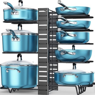 Pots and Pans Organizer for Cabinet 16.61 Height, 8 Tier Pot Organizers Rack ...