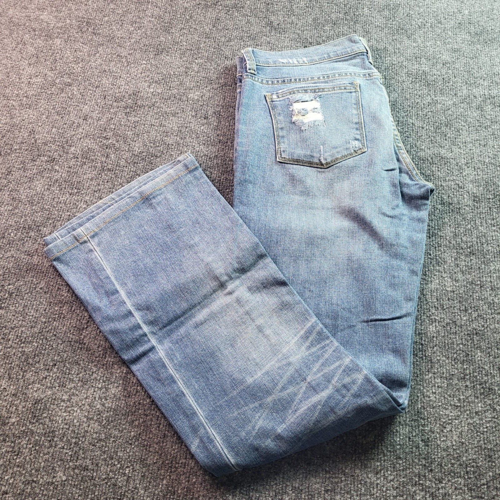 London Jean Womens Jeans Blue Flare Distressed Ripped Denim Size 6