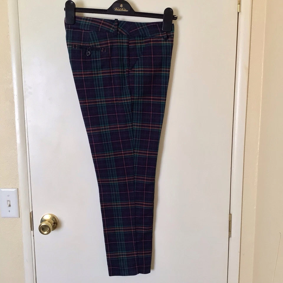 Pantalones a Cuadros Merona Para Mujer Talla 6 Calce Clásico Azul Marino Verde Naranja Nuevos Sin Etiquetas Cottagecore Foto 4 de 4