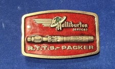 SL05164 VINTAGE 1970s *HALLIBURTON SERVICES R.T.T.S.- PACKER** BELT BUCKLE