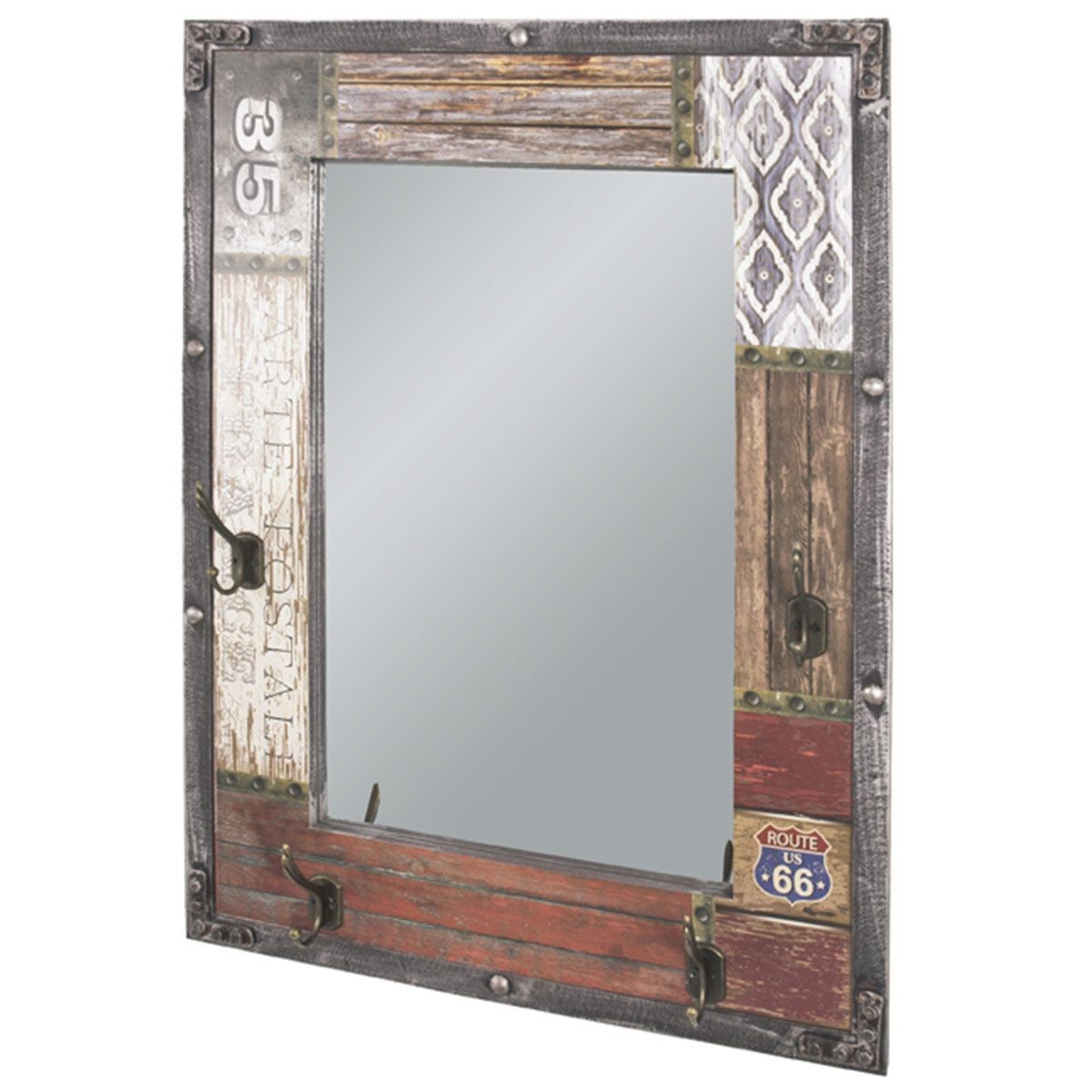 Patère murale + miroir Route 75cm pour optimiser un petit couloir