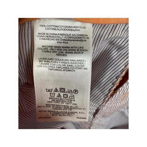 Brooks Brothers 346 Chino Straight Leg Cotton Pants Men 34/30 Cantaloupe Hipster - Picture 5 of 12