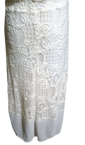 Reba Ivory Beaded Embroidered Lace Maxi Dress Sleeveless A Line SZ Medium New - Picture 11 of 14