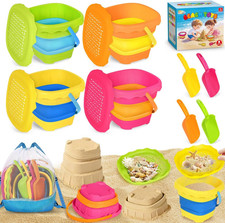 Springflower Beach Toys for Kids,Sand Toys for Toddlers with Collapsible Beach B