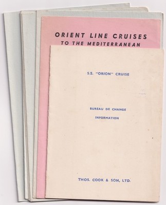 1955 S.S. Orion Orient Line Kreuzfahrt Reise Broschüre Set Mittelmeer Tour Lot x9