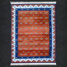 Handwoven Cotton Dhurrie Kilim Rug Color Red and Blue Design Handmade Carpet Rug