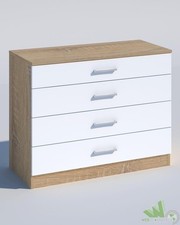 KIT CASSETTONE COMò 4 CASSETTI CM.70X40X72H EFFETTO LEGNO ROVERE BIANCO