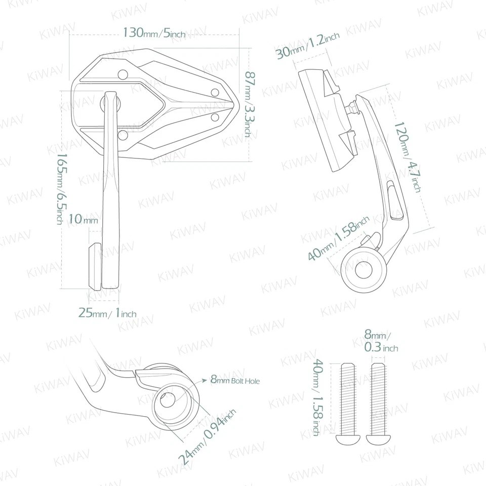 Bar end mirrors VIPERII black 8mm bolt threaded bar fits Husqvarna - Image 2 of 4