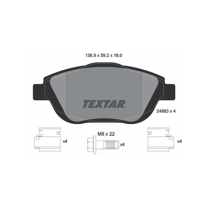 TEXTAR 2488301 Brake Pads Set Front for C3 DS3 DS 2008 C4 Corsa 208 Mokka