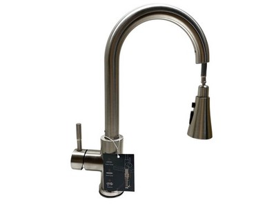 Küchenarmatur Nickel BLYLUND BL-CR6808, ausziehbare Brause 3 Modi B-WARE