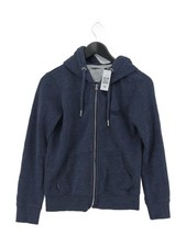 Superdry Women's Hoodie UK 8 Blue Cotton with Polyester Full Zip
