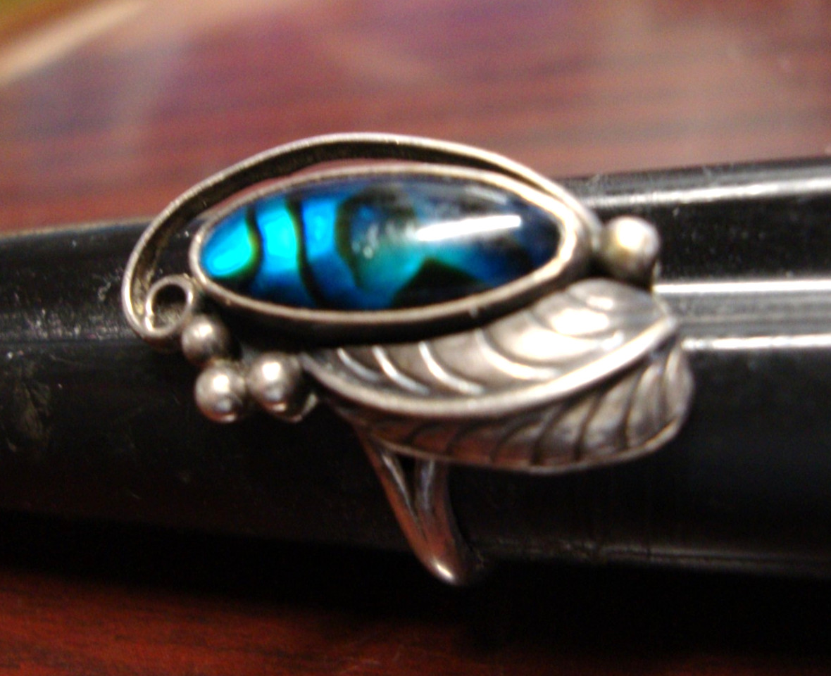 Blue Abalone Shell Native RING Vintage Southweste… - image 7