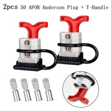 2x 50A Genderless T-Handle Connectors for Anderson Style 2-Core Wiring