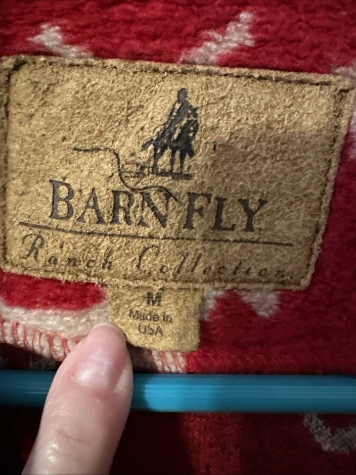 Vintage Barn Fly Horse Printed Fleece Short Jacket Ranch Western Red Size M - Image 4 of 4
