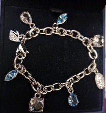 Bracciale Swarovski vintage charms e cristalli blu/trasparenti anni 80